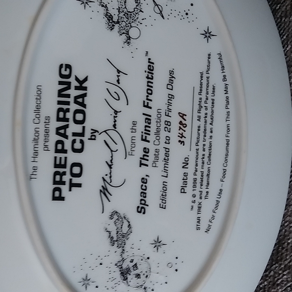 Preparing to Cloak from Space The Final Frontier Star Trek oval collectors plate - Picture 5 of 14
